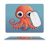 Tapis De Souris Gaming Poulpe Rouge Aux Grands Yeux Et Animaux Marins Bords Cousus Tapis De Souris Lavable Souris De Gaming pour Professionnels Jeux Pc 25X30Cm