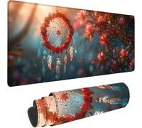 Tapis de Souris Gaming Rose, Grand Tapis de Souris XXL 900 x 400 x 3 mm, Attrape-Rêves Mouse Pad pour Clavier et Bureau, avec Bords Surpiqués et Dos Antidérapant Mousepad for Gamer Gaming Bureau 4-1