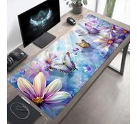 Tapis de Souris Gaming Rose, Tapis de Souris XXL 100 x 40 cm, Étendue Base Anti-Dérapage, Imperméable Surface, Bords Cousus, Lavable Mouse Pad Fleur pour Maison Jeux PjY4796 3-W