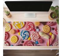 Tapis de Souris Gaming Rouge, Tapis de Souris XXL 100 x 40cm, Étendue Base Anti-Dérapage Desk Mat, Imperméable Surface, Bords Cousus, Lavable Mouse Pad Bonbons pour Maison Bureau Jeux PjY7248 E-0