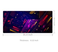 Tapis de souris gaming style cyberpunk, rétro néon coucher de soleil synthwave, grand format, compatible clavier et souris, idéal pour le bureau,