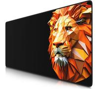 Tapis de souris gaming Titanwolf XXL, 900 x 400 x 3 mm, sous-main, lavable, dos antidérapant, vitesse & précision, Polygon Lion