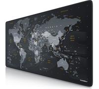 Tapis de souris gaming Titanwolf XXL, 900 x 400 x 3 mm, sous-main, lavable, dos antidérapant, vitesse & précision, globe terrestre