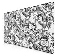 Tapis de souris gaming Titanwolf XXXL, Speed Mousepad 1200 x 600 x 3 mm, grand repose-bureau, antidérapant, lavable, vitesse & précision, Koi Tattoo 2