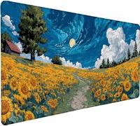 Tapis de Souris Gaming Tournesol Tapis Souris XXL 700x300x3mm, Mouse Pad Lune Grand Mousepad, Améliore la Précision et Rapidité, Imperméable Antidérapante Mousepad pour Accessoires Gaming F-5Y17