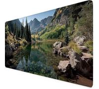 Tapis de Souris Gaming Vert Tapis de Souris Rivière Mouse Pad XXL 800 x 400mm Desk Mat avec Bords Surpiqués et Antidérapant, pour Bureau, Études, Gaming, Accessoires Bureau, Décoration Cadeaux b6432