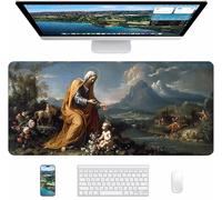 Tapis de Souris Gaming Vert, Tapis de Souris XXL 700x300x3mm, Tapis de Bureau avec Bords Cousus, Mouse Pad Améliorer Précision et Vitesse, Accessoire Bureau et Gaming Accessoire Cadeau, Dieu E-3071