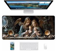 Tapis de Souris Gaming Vert, Tapis de Souris XXL 900x400x3mm, Tapis de Bureau avec Bords Cousus, Mouse Pad Améliorer Précision et Vitesse, Accessoire Bureau et Gaming Accessoire Cadeau, Ange 7-5887