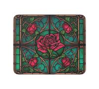Tapis De Souris Gaming, Vitrail De Roses Mouse Pad Durable Tapis De Souris Gamer Base en Caoutchouc Mousepad pour Souris Pc 25X30Cm