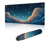 Tapis de Souris Gaming XXL 1000 x 500 mm, Tapis de Souris à Motif Bleu Marine Ciel étoilé,avec Bords Cousus, Base Antidérapante, Surface Imperméable, Grand sous Main pour PC Portable & Maison G-g292