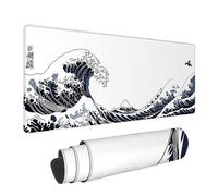 Tapis de Souris Gaming XXL 1000x500x3mm, Flots Grand Tapis de Clavier Bureau Antidérapant avec Bords Cousus, Blanc Grand Mouse Pad Gaming pour Bureau et Maison, améliore la Vitesse LJ-689