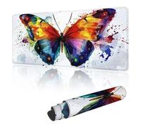 Tapis de Souris Gaming XXL 1200 x 600 mm, Tapis de Souris à Motif Couleur Papillon,avec Bords Cousus, Base Antidérapante, Surface Imperméable, Grand sous Main pour PC Portable & Maison G-g98