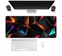 Tapis de Souris Gaming XXL 1200x600x2MM Triangle Lumineux, Tapis de Souris Gamer avec Bords Cousus, Surface Polyester Type Control, Base Antidérapante, Améliore la Précision et la Vitesse
