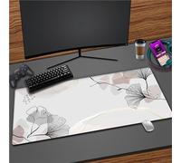 Tapis de Souris Gaming XXL 1200x600x3mm Grand Tapis de Souris sous-Main de Bureau Surface Spéciale Améliore la Précision et la Vitesse pour PC Gamer Ordinateur - Rose Noir Ginkgo Biloba