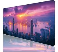 Tapis de Souris Gaming XXL,1500x800x3mm Tapis de Souris Rose,Grand Tapis de Bureau sous Main avec Surface Spéciale Améliore la Vitesse et la Précision,Imperméable Mouse Pad Ville pour Bureau XF-593