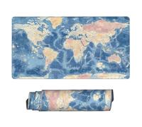 Tapis de Souris Gaming XXL 1600x800 mm - Grand Tapis de Souris Gamer Carte du Monde Bleue - Étanche Résistant à Usure Tapis de Bureau - Améliorer la précision et la Vitesse - pour Gamer, Bureau P8664