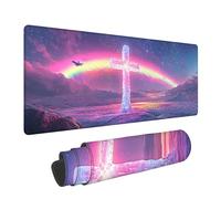 Tapis de Souris Gaming XXL 1600x800x3mm, Religion Grand Tapis de Clavier Bureau Antidérapant avec Bords Cousus, Paysage Grand Mouse Pad Gaming pour Bureau et Maison, améliore la Vitesse LJ-2055