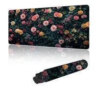 Tapis de Souris Gaming XXL 500 x 250 mm, Tapis de Souris à Motif Couleur Fleurs,avec Bords Cousus, Base Antidérapante, Surface Imperméable, Grand sous Main pour PC Portable & Maison G-g12