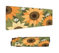 Tapis de Souris Gaming XXL 600 x 300 x 3 mm, Tournesol Grand Tapis de Souris de Jeu XXL avec Caoutchouc Etanche Antidérapant, Fleur sous Main Bureau à Bords Cousus Mouse Pad pour Travail, Jeux H-1979