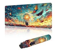 Tapis de Souris Gaming XXL 700 x 300 mm, Tapis de Souris à Motif Couleur Plume,avec Bords Cousus, Base Antidérapante en Caoutchouc, Surface Imperméable, Grand Sous Main pour PC Portable & Maison G-g96