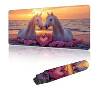 Tapis de Souris Gaming XXL 700 x 400 mm, Tapis de Souris à Motif Blanc Cheval,avec Bords Cousus, Base Antidérapante en Caoutchouc, Surface Imperméable, Grand sous Main pour PC Portable & Maison G-g68