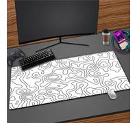 Tapis de Souris Gaming XXL 700x300x2mm Grand Tapis de Souris Surface Spéciale Améliore la Précision et la Vitesse Base en Caoutchouc Antidérapant pour Gamer PC (Blanc Topographique)