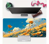 Tapis de Souris Gaming XXL 700x400x3mm, Paysage Fleurs Jaunes, Extended Long Clavier Pad de Table avec Base en Caoutchouc Antidérapante, Tapis de Bureau Multifonction pour Gaming, Bureau et Ordinateur