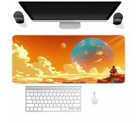 Tapis de Souris Gaming XXL 800x300x2MM Décors Coucher de Soleil, Tapis de Souris Gamer avec Bords Cousus, Surface Polyester Type Control, Base Antidérapante, Améliore la Précision et la Vitesse