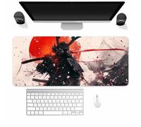 Tapis de Souris Gaming XXL 800x300x3MM Chevalier Noir, Tapis de Souris Gamer avec Bords Cousus, Surface Polyester Type Control, Base Antidérapante, Améliore la Précision et la Vitesse