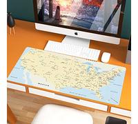 Tapis de Souris Gaming XXL 800x400mm,Carte, États-Unis Carte Entre États Amérique Villes Destination,Tapis de Table Surdimensionné Extra Grand XXL, pour précision et rapidité - pour Souris et Clavier