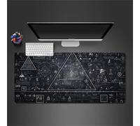 Tapis de Souris Gaming XXL 800x400x3mm Mouse Pad,Grand Tapis Bureau,Base antidérapante,Haute précision et Vitesse pour Gamer, Ordinateur, PC - Géométrie mathématique