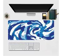 Tapis de Souris Gaming XXL 900x400x3mm Bleu Blanc Grand Tapis de Souris avec Bords Cousus Surface Spéciale Améliore la Précision et la Vitesse pour Gamer PC Ordinateur