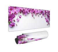 Tapis de Souris Gaming XXL Fleur Blanc, Tapis de Bureau XXL - 1400x600x3mm - sous Main Bureau, Gamer Mouse Pad Caoutchouc Antidérapante Bords Cousus, pour Gamer, Personnel -44004