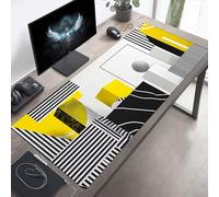 Tapis de Souris Gaming XXL Grand Mousepad 100 x 40cm Grand Tapis de Bureau sous Main avec Base en Caoutchouc antidérapante pour Gamer, Améliore la précision et la Vitesse GéOméTrie Jaune PjY380 1-G