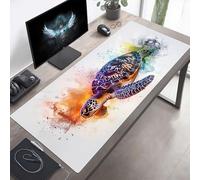 Tapis de Souris Gaming XXL Grand Mousepad 100 x 50cm Grand Tapis de Bureau sous Main avec Base en Caoutchouc antidérapante pour Gamer, Améliore la précision et la Vitesse Vie Marine Bleu PjY4805 9-E