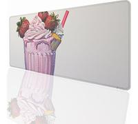 Tapis de Souris Gaming XXL Grand Mousepad 1000x500x3mm, Grand Tapis de Bureau sous Main avec Base Caoutchouc antidérapante pour PC Gamer, Améliore la précision et la Vitesse Nourriture Fraise LMDT2341