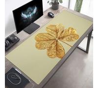 Tapis de Souris Gaming XXL Grand Mousepad 120 x 60cm Grand Tapis de Bureau sous Main avec Base en Caoutchouc antidérapante pour Gamer, Améliore la précision TrèFle à Quatre Feuilles Jaune PjY3715 L-V