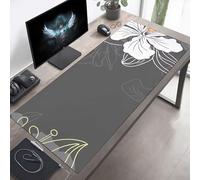 Tapis de Souris Gaming XXL Grand Mousepad 120 x 60cm Grand Tapis de Bureau sous Main avec Base en Caoutchouc antidérapante pour Gamer, Améliore la précision et la Vitesse Fleur Gris PjY6200 L-3
