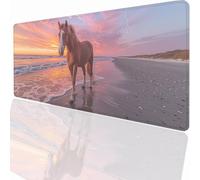 Tapis de Souris Gaming XXL Grand Mousepad 1200x600x3mm, Grand Tapis de Bureau sous Main avec Base en Caoutchouc antidérapante pour PC Gamer, Améliore la précision et la Vitesse Plage Cheval LMDT13755