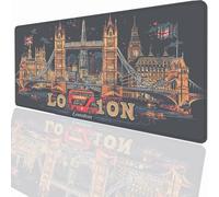 Tapis de Souris Gaming XXL Grand Mousepad 1200x600x3mm, Grand Tapis de Bureau sous Main avec Base en Caoutchouc antidérapante pour PC Gamer, Améliore la précision et la Vitesse Londres Ville LMDT1716
