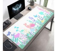 Tapis de Souris Gaming XXL Grand Mousepad 1400x600x3mm Grand Tapis de Bureau sous Main avec Base en Caoutchouc antidérapante pour Gamer, Améliore la précision et la Vitesse Fleurs Rose PjY5827 D-G