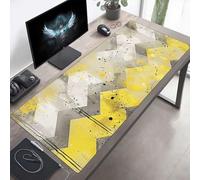 Tapis de Souris Gaming XXL Grand Mousepad 1400x600x3mm Grand Tapis de Bureau sous Main avec Base en Caoutchouc antidérapante pour Gamer, Améliore la précision et la Vitesse Bande Jaune PjY2494 2-K