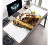 Tapis de Souris Gaming XXL Grand Mousepad 1400x600x3mm Grand Tapis de Bureau sous Main avec Base en Caoutchouc antidérapante pour Gamer, Améliore la précision et la Vitesse Paresseux Brun PjY2030 Y-A