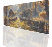 Tapis de Souris Gaming XXL Grand Mousepad 1500x800x3mm, Tapis de Bureau sous Main avec Base Caoutchouc antidérapante PC Gamer Améliore la précision et la Vitesse Paysage Maison en Rondins LMDT14847