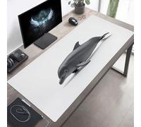 Tapis de Souris Gaming XXL Grand Mousepad 160 x 80cm Grand Tapis de Bureau sous Main avec Base en Caoutchouc antidérapante pour Gamer, Améliore la précision et la Vitesse Dauphin Gris PjY8626 Y-A