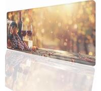 Tapis de Souris Gaming XXL Grand Mousepad 600x300x3mm, Grand Tapis de Bureau sous Main avec Base en Caoutchouc antidérapante pour PC Gamer, Améliore la précision et la Vitesse Vin Nourriture LMDT8960