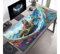 Tapis de Souris Gaming XXL Grand Mousepad 600x300x3mm Grand Tapis de Bureau sous Main avec Base en Caoutchouc antidérapante pour Gamer, Améliore la précision Tortue De Mer Bleu PjY1577 A-9