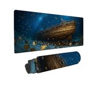 Tapis de Souris Gaming XXL Grand Mousepad 700 x 300 mm Grand Tapis de Bureau sous Main avec Base en Caoutchouc antidérapante, Améliore la précision et la Vitesse (Naufrage en Haute mer) o-728
