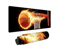 Tapis de Souris Gaming XXL Grand Mousepad 700 x 300 mm, Grand Tapis de Bureau sous Main avec Base en Caoutchouc antidérapante pour Gamer, Améliore la précision et la Vitesse (Basketball Flame) C-419