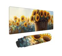 Tapis de Souris Gaming XXL Grand Mousepad 700 x 300 mm Grand Tapis de Bureau sous Main avec Base en Caoutchouc antidérapante pour Gamer, Améliore la précision et la Vitesse (Seau de Fleurs) o-406